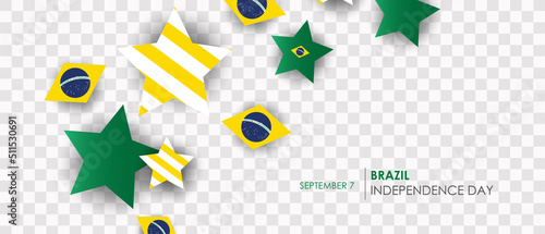 Brazil independence day 7 september realistic vector with balloons and brazil flag. Vector
