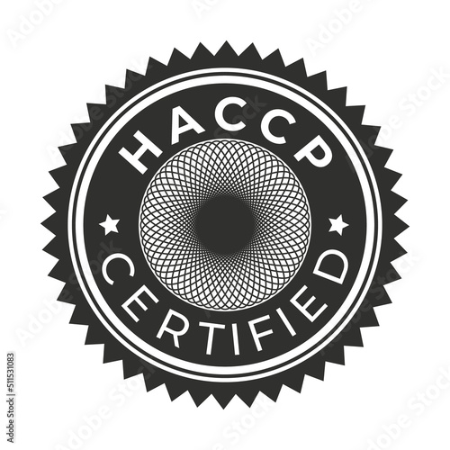 HACCP stamp. Hazard analysis critical control points icon. Vector logo template