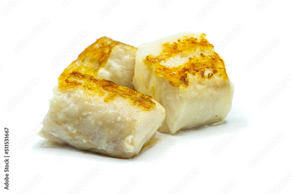 fried cod fillet isolated on white background fried cod fillet isolated on white background