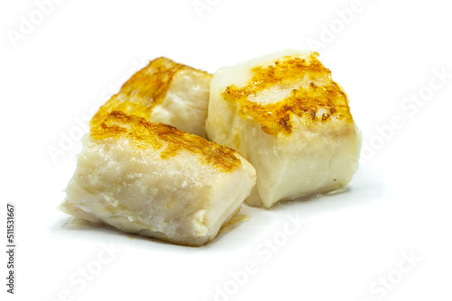 fried cod fillet isolated on white background