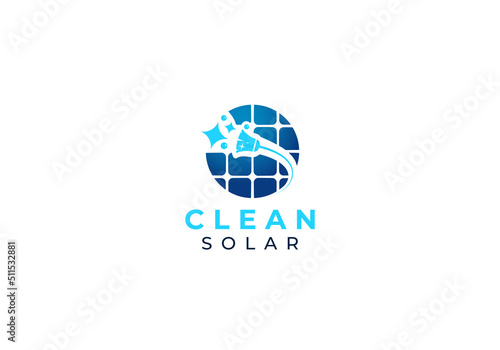solar panel cleaning logo concept