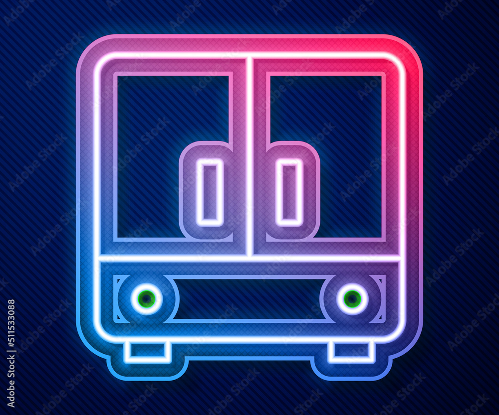 Glowing neon line Wardrobe icon isolated on blue background. Vector Glowing neon line Wardrobe icon isolated on blue background. Vector