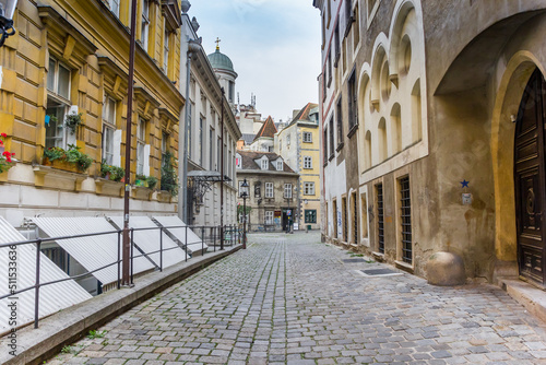 Cobblestoned street in the old part of Vienna, Austria