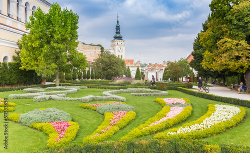 Flowers in the garden of the castle in Mikulov, Czech Republic