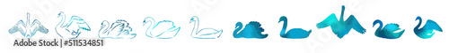 Swan Set logo Template vector illustration design
