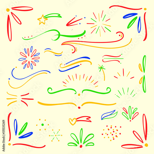 Hand-drawn vernacular style elements and ornaments. Vector. photo