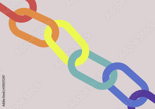 A chain with rainbow links, LGBTQ+ pride month, human rights