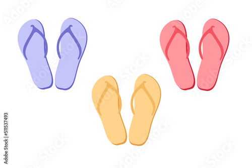 Summer beach shoes. Vector illustration in a flat style isolated on a white background.