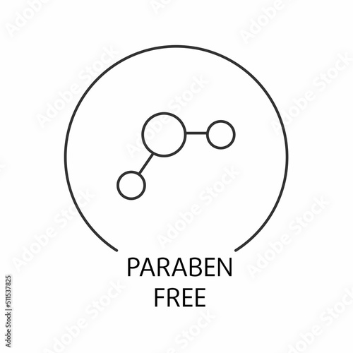 Paraben free icon symbol. Editable stroke. Vector stock illustration isolated on white background for packaging design in beauty industry. 