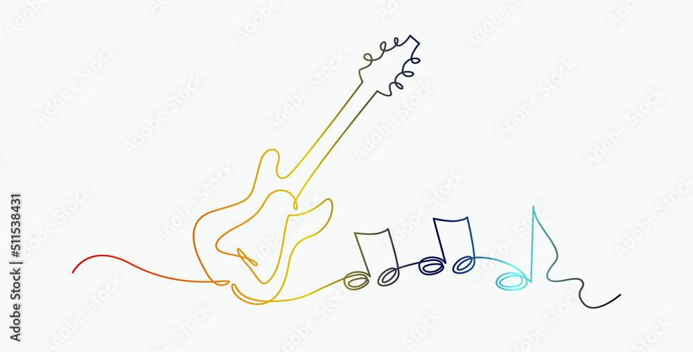 Continuous line of hand drawn music notes, vector illustration Continuous line of hand drawn music notes, vector illustration