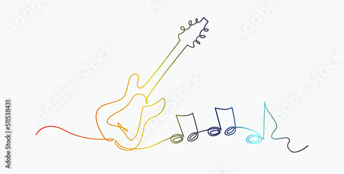 Continuous line of hand drawn music notes, vector illustration