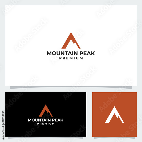Letter A with mountain peak logo template
