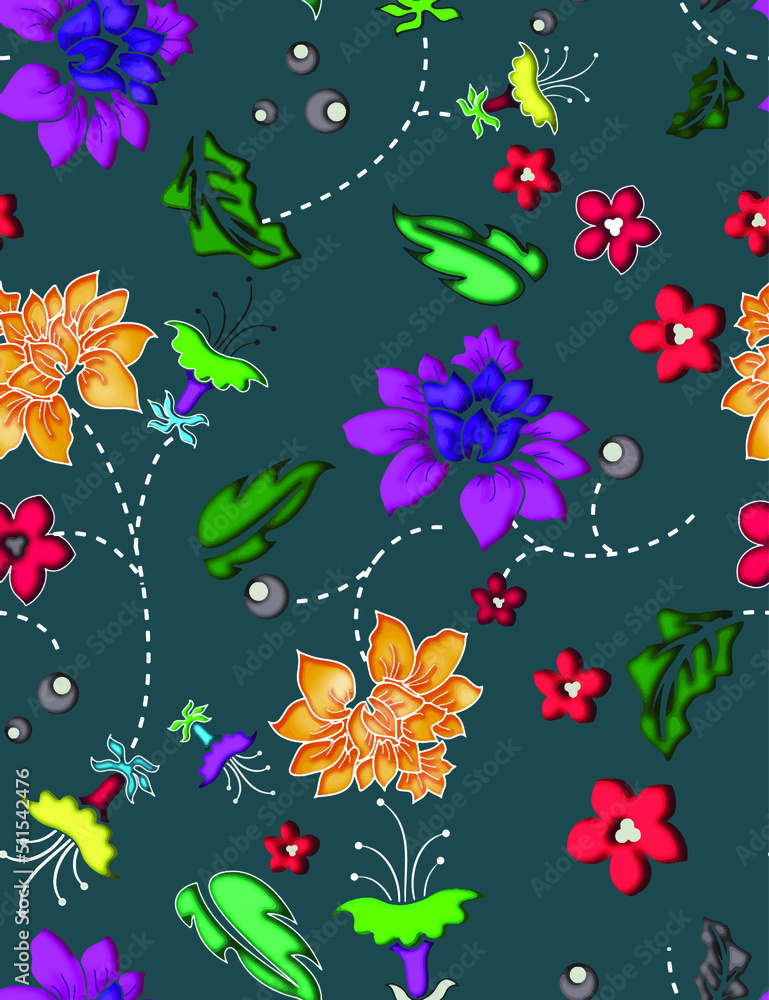 a pattern suitable for textile consisting of flowers