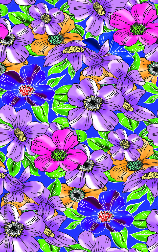 printing a suitable size for a textile consisting of flowers printing a suitable size for a textile consisting of flowers