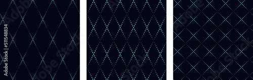 Diamonds texture geometric pattern set classic blue background.