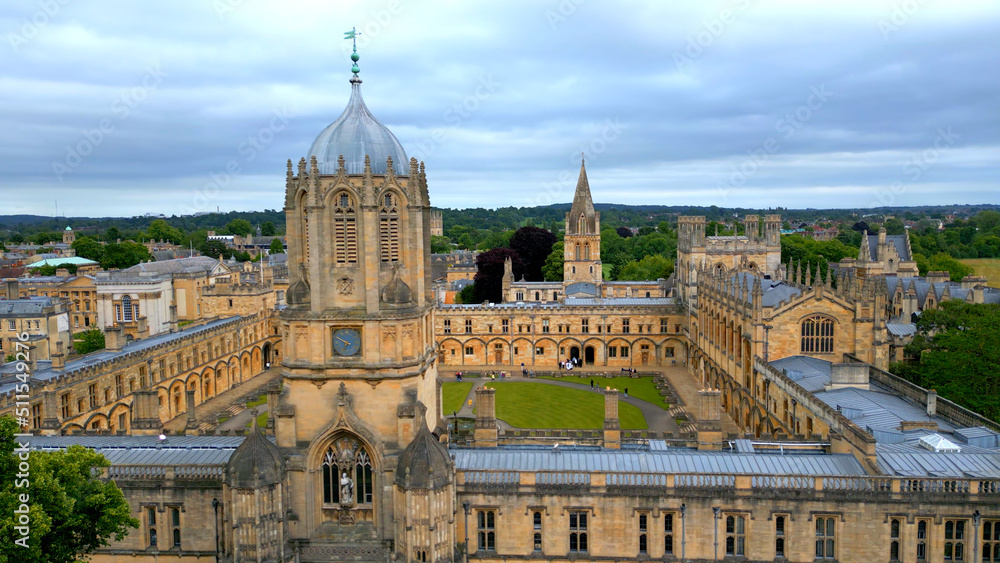 Famous Christ Church University of Oxford - aerial view
