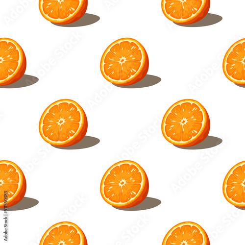 Seamless pattern with orange fruit on a white background. Vector illustration