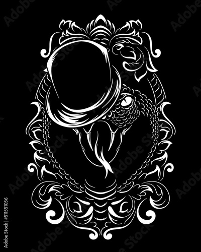 magician viper sneak artwork illustration and t shirt design Premium Vector