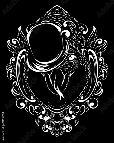 magician viper sneak artwork illustration and t shirt design Premium Vector