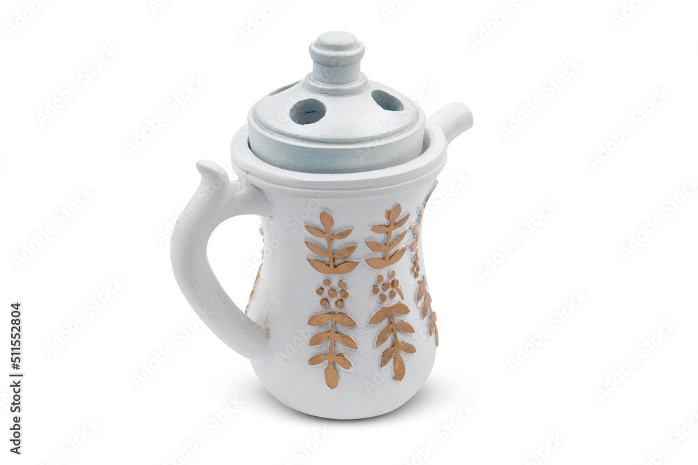 Fototapeta premium Arabic traditional coffee dallah isolated white background 