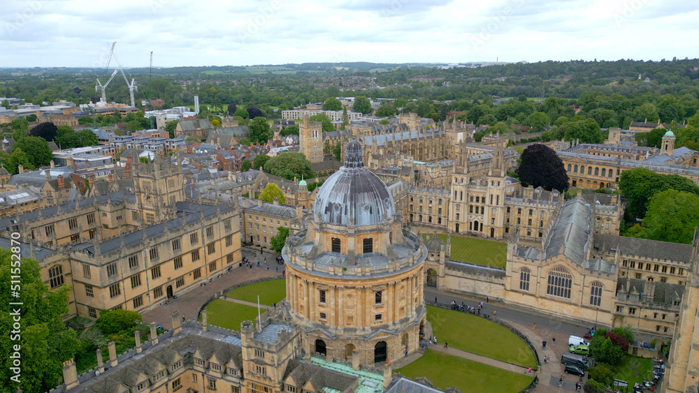 Famous Radcliffe Camera in the Oxford University - aerial view