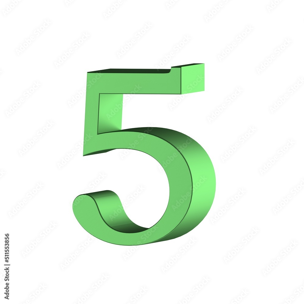 Green 3D render font number 5 Green 3D render font number 5