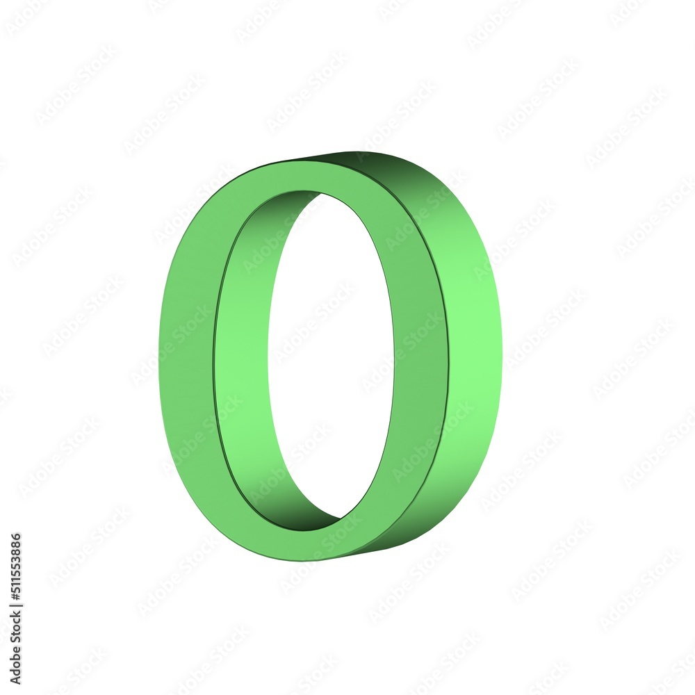Green 3D render font anumber 0 Green 3D render font anumber 0