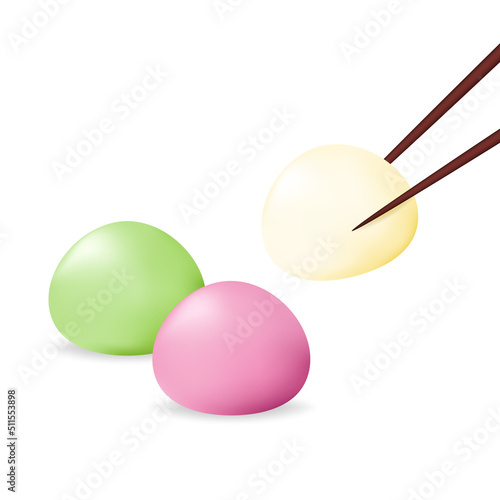 Mochi icon vector. Mochi logo design. Japanese rice dessert. Mochi 3d style.
