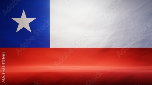 Free Download Studio backdrop with draped flag of Chile for presentation or product display. 3D rendering - GFXLoad