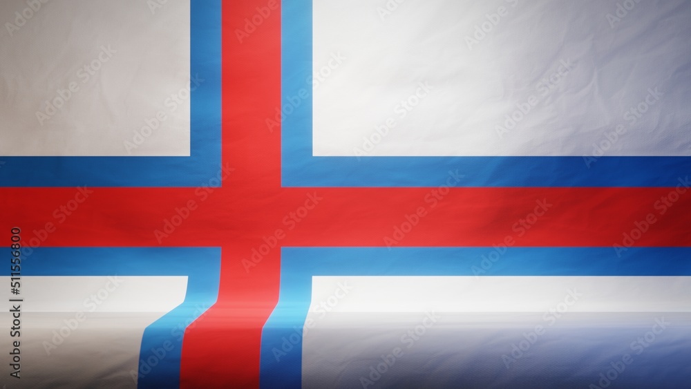 Fototapeta premium Studio backdrop with draped flag of the Faroe Islands for presentation or product display. 3D rendering