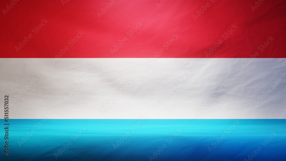 Studio backdrop with draped flag of Luxembourg for presentation or product display. 3D rendering
