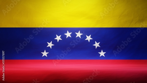 Free Download Studio backdrop with draped flag of Venezuela for presentation or product display. 3D rendering - GFXLoad