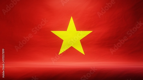 Foto Studio backdrop with draped flag of Vietnam for presentation or product display