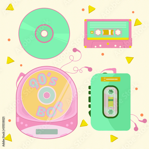 90s Nineties Portable Music Players Cassette Player CD Compact Disc Diskman Walkman Portable CD Player Portable Cassette Player Y2K 00s Kaybug Retro Futurism