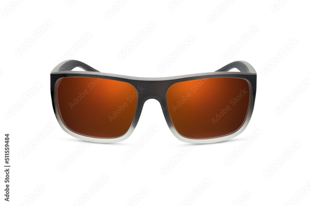 Sunglass | Gold Crescent Color stylish sunglasses isolated on white background Sunglass | Gold Crescent Color stylish sunglasses isolated on white background