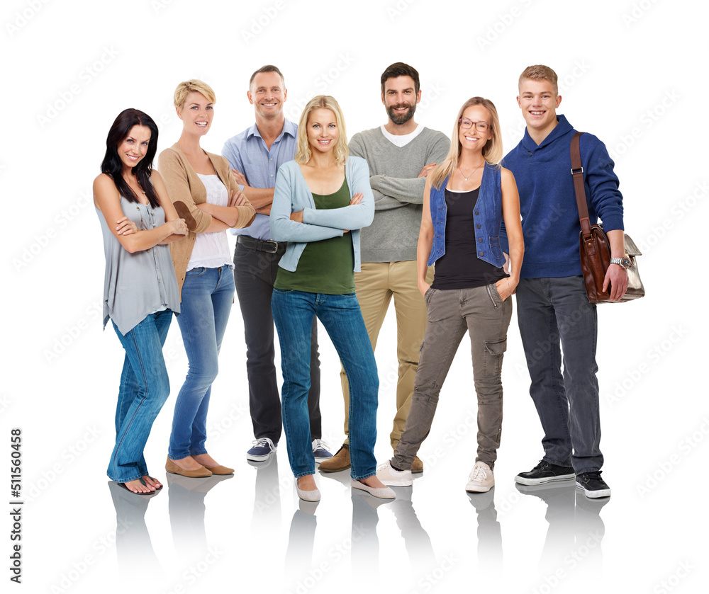 Theyre all special in their own way. Studio shot of a small group of people isolated on white. Theyre all special in their own way. Studio shot of a small group of people isolated on white.