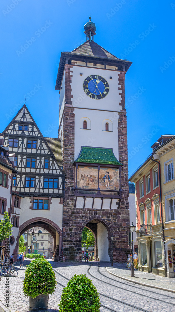 The Schwabentor historic city gate in Freiburg im Breisgau, Baden-Wuerttemberg, southern Germany, Germany, Europe