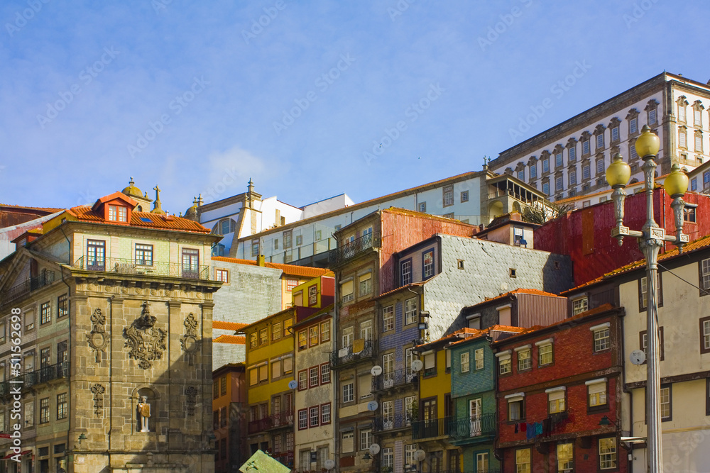 Architecture of Praca da Ribeira in Porto