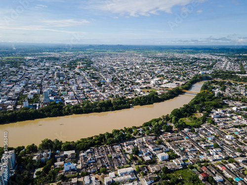 Obraz na płótnie aerial view of the Sinu river in the city of Monteria_Colombia w salonie