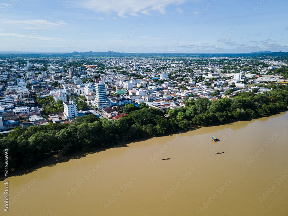 aerial view of the Sinu river in the city of Monteria_Colombia aerial view of the Sinu river in the city of Monteria_Colombia
