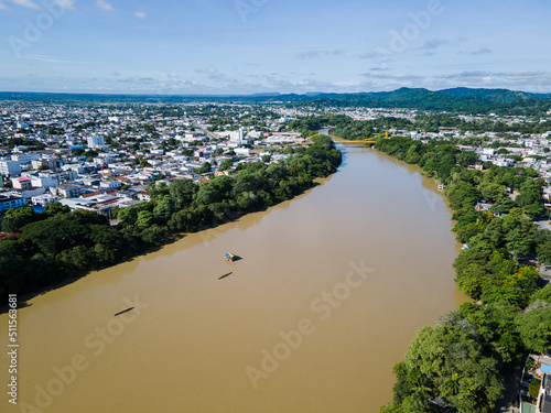 Obraz na płótnie aerial view of the Sinu river in the city of Monteria_Colombia w salonie