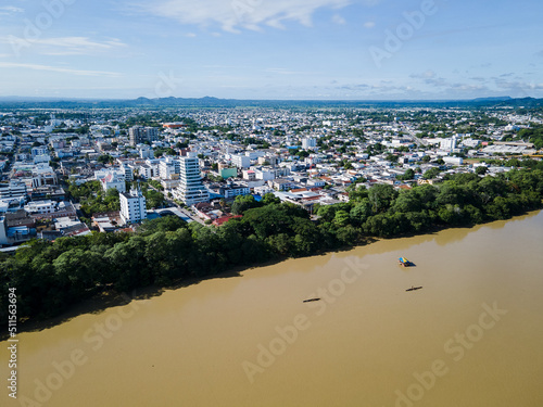 aerial view of the Sinu river in the city of Monteria_Colombia