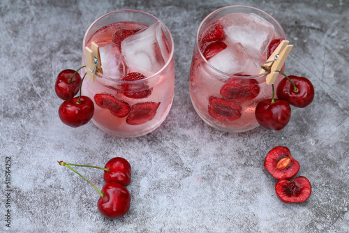 cold drink with sweet cherry