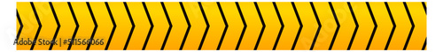 Safety road barrier. Yellow arrow security tape