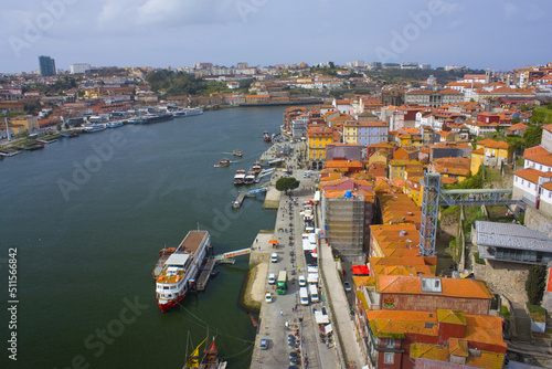 Panorama of Old Town and river Duoro in Porto  