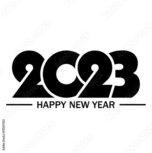 2023 Happy new year in black . Cover of card for 2023 Creative design for your greetings card, calendar, invitation, brochure, albom