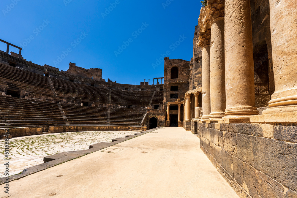 Roman Theatre at Bosra, Syria, from second century, one of the largest and the best preserved.