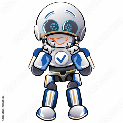 character mascot illustration of cute robot seing out loud © mickyRAWjecky