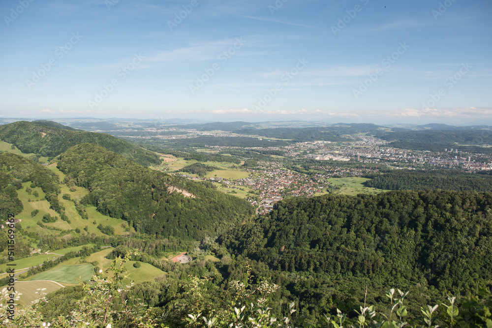 landscape in switzerland, view from the (Wasserflue), a 866 m above sea level. mountain in the canton of Aarau.
