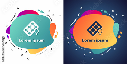 White Packaging of birth control pills icon isolated on white and blue background. Contraceptive pill. Abstract banner with liquid shapes. Vector